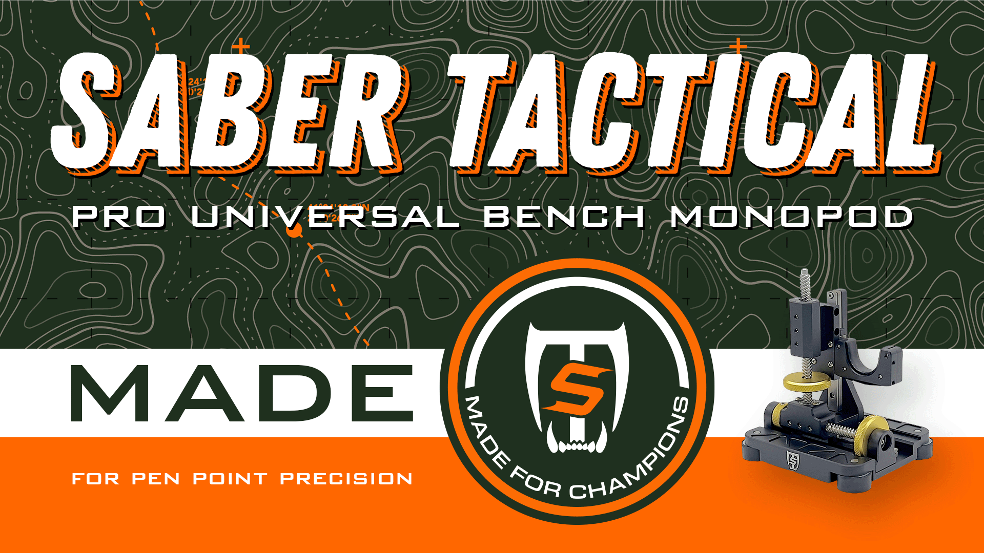 Saber Tactical banner for the Pro Universal Bench Monopod