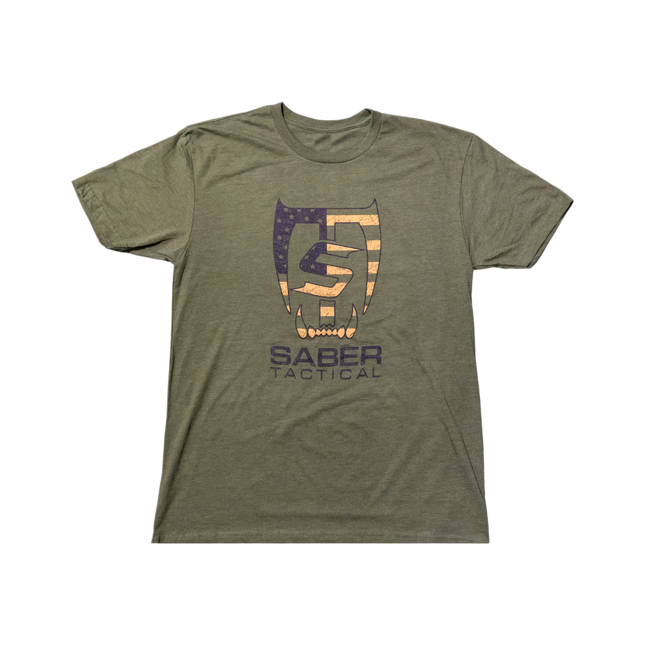 Saber Tactical American Flag/Green Short-Sleeve T-Shirt
